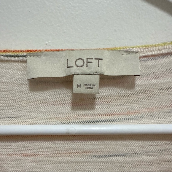 LOFT Womens Stripe Ivory Button Flounce Tier  Dress Medium - Picture 2 of 7